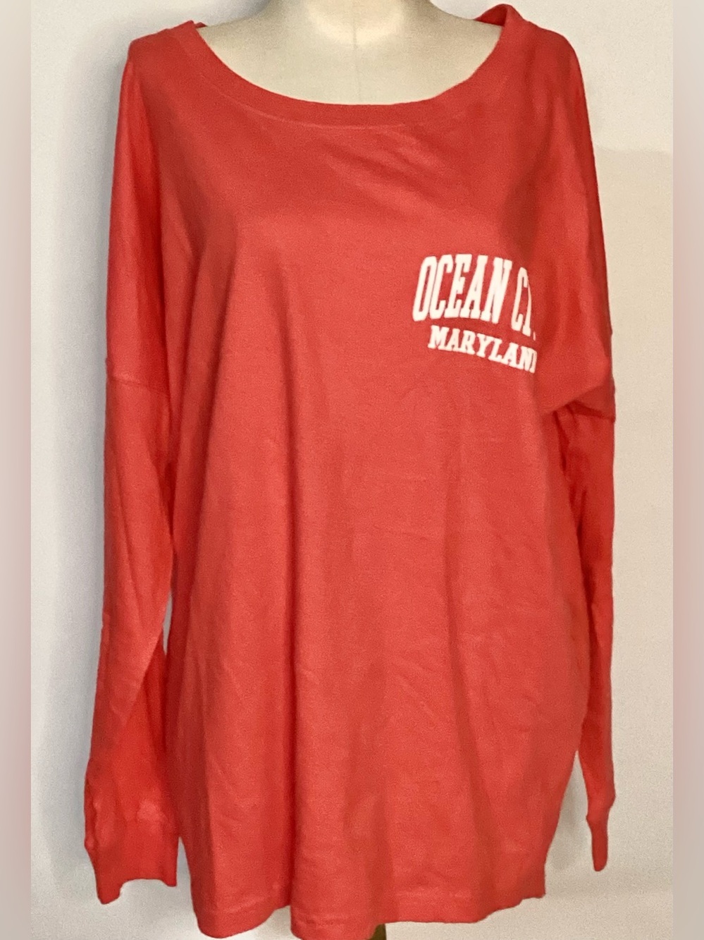 Ocean City Maryland Long Sleeve T Shirt EXIST Red & White Tee Sz XL